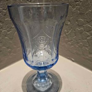 Indiana Glass Recollection Blue Stem Glass Goblet Blue Madrid